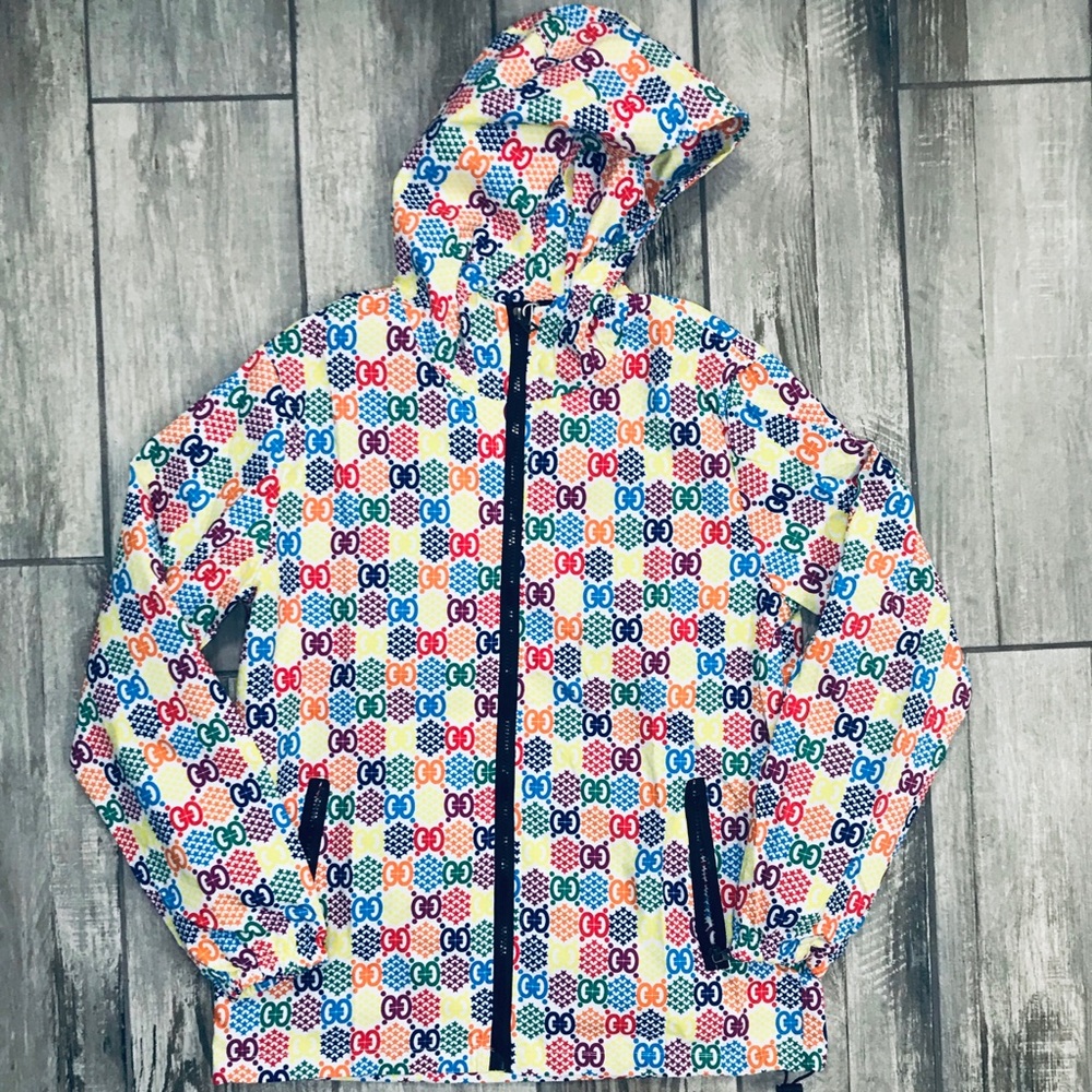 Neon Lightweight Windbreaker Hooded Rain Jacket - Picture 2 of 4